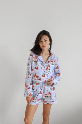 Піжама новорічна «Holiday» жіноча для сну мила піжамка для дівчини домашній костюм трійка блакитного кольору 20718х фото